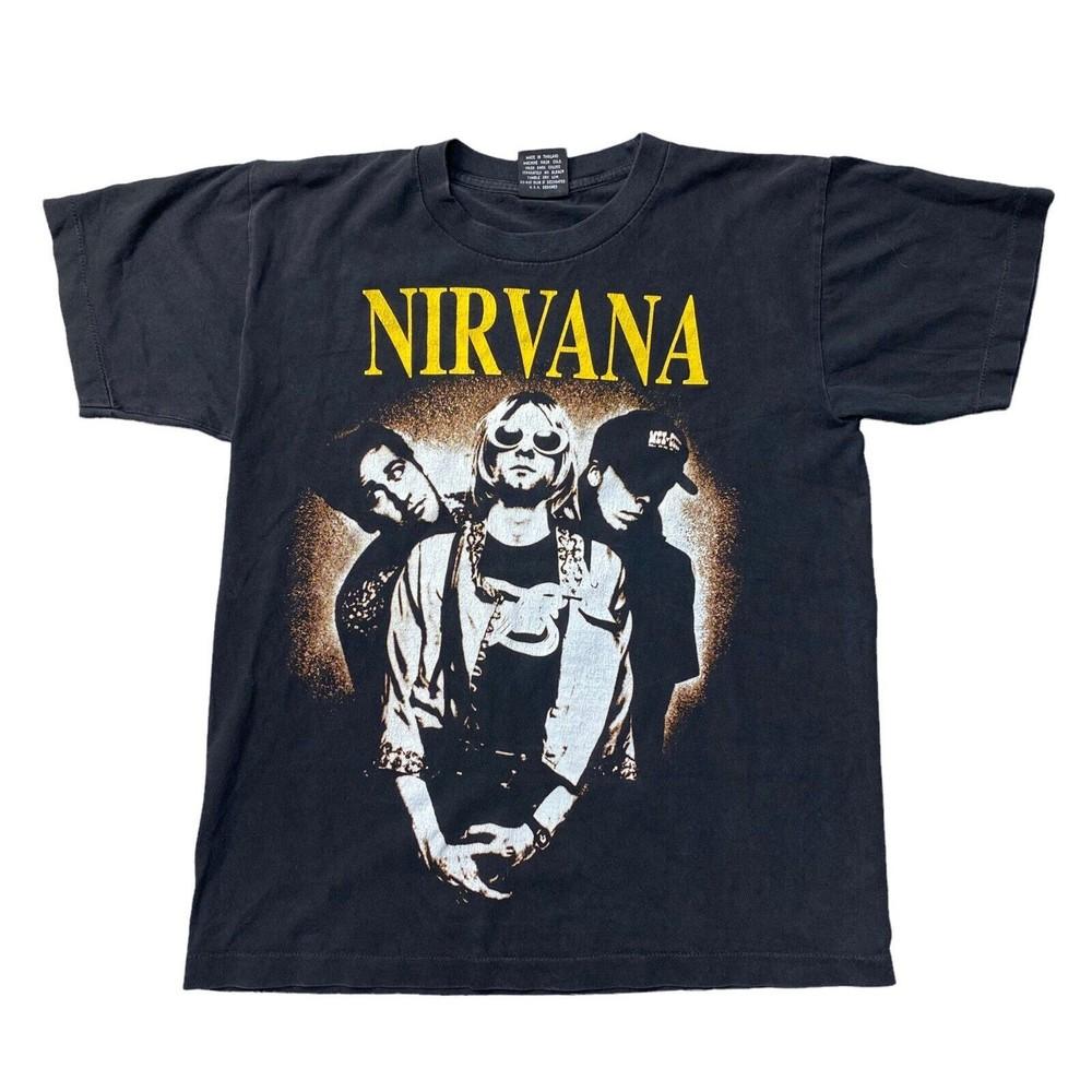 Nirvana Black T-shirt Single Stitch Vintage Regular Short Sleeve Mens