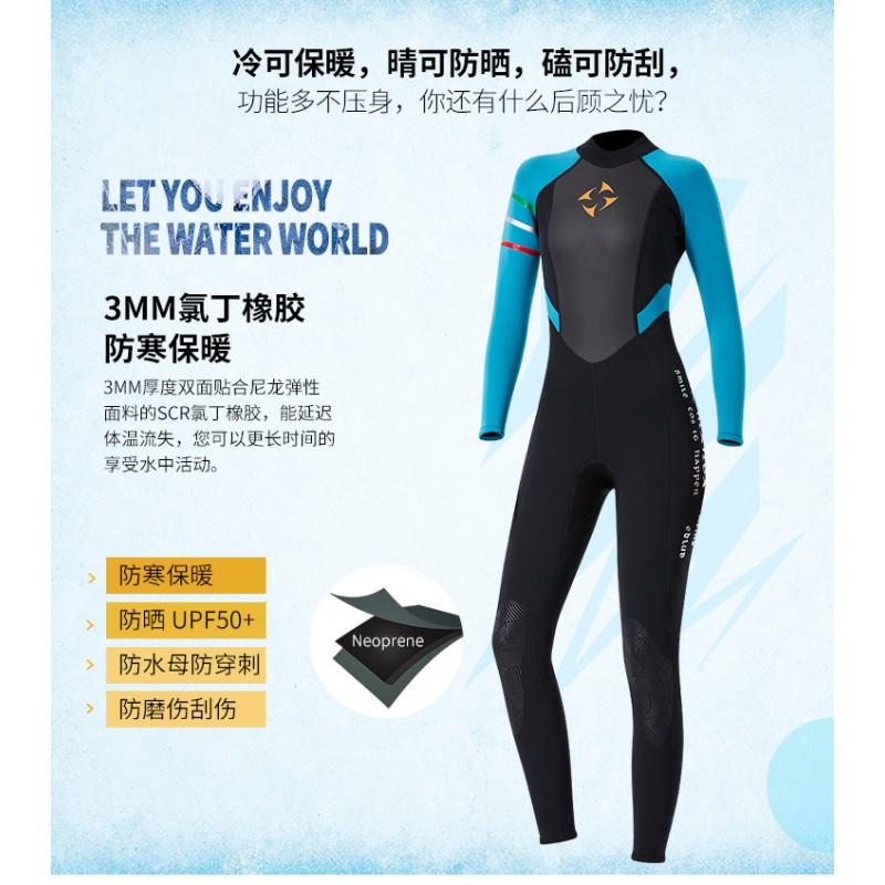 Diving Wetsuit Women Full Body Long Sleeve Warm Chloroprene Neoprene Suit Surfing Snorkeling Cold Water Swimming