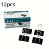 12-Pack Black Iron Office Document Clips, 1.6-Inch Large Capacity Paper Clips for Office Supplies, Assorted Sizes 2.01", 1.61", 1.26"