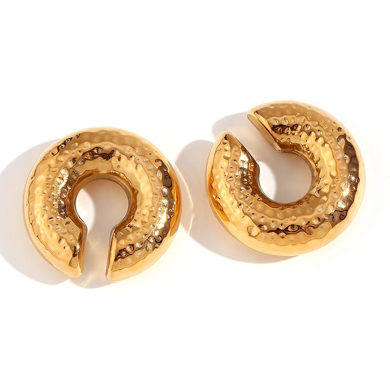 1 Pair Smooth Circle C Shape Clip Earrings For Women Lightweight Without Piercing Cartilage Ear Cuff Gold Silver Color Earrings