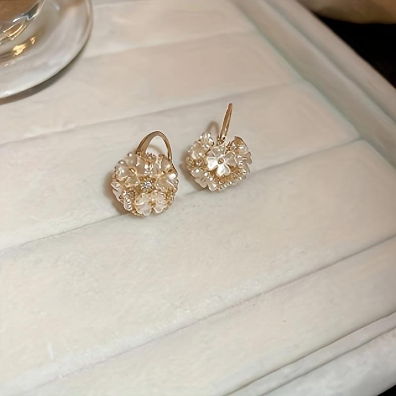 Romantic Flower Ball Dangle Earring For Women Sweet Zircon Flower Drop Earring Elegant Fashion Girl Party Jewelry Gifts