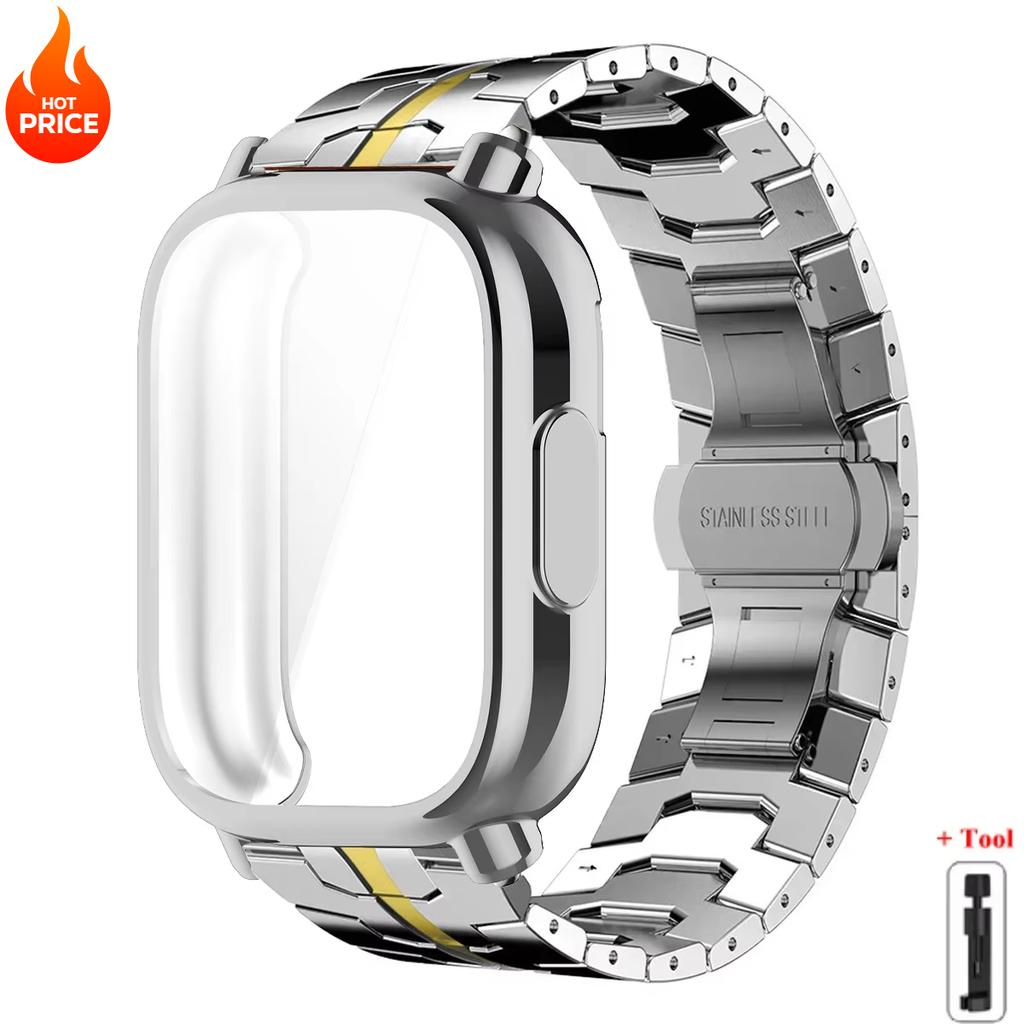 Carcasă+Curea Pentru Redmi Watch 5 Active Husa Moale din TPU Pentru Xiaomi Redmi Watch 5 Lite Brățară Metalică de Lux Brățară din Oțel Inoxidabil