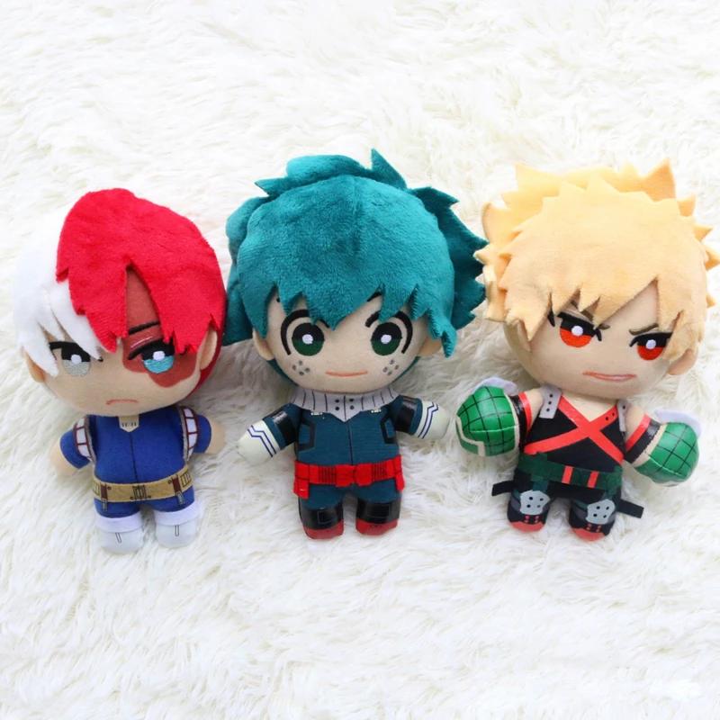 3 Pezzi Peluche Anime My Hero Academia Cartone Animato Izuku Midoriya Katsuki Bakugou Shouto Todoroki Bambole Ripiene Regali per Bambini
