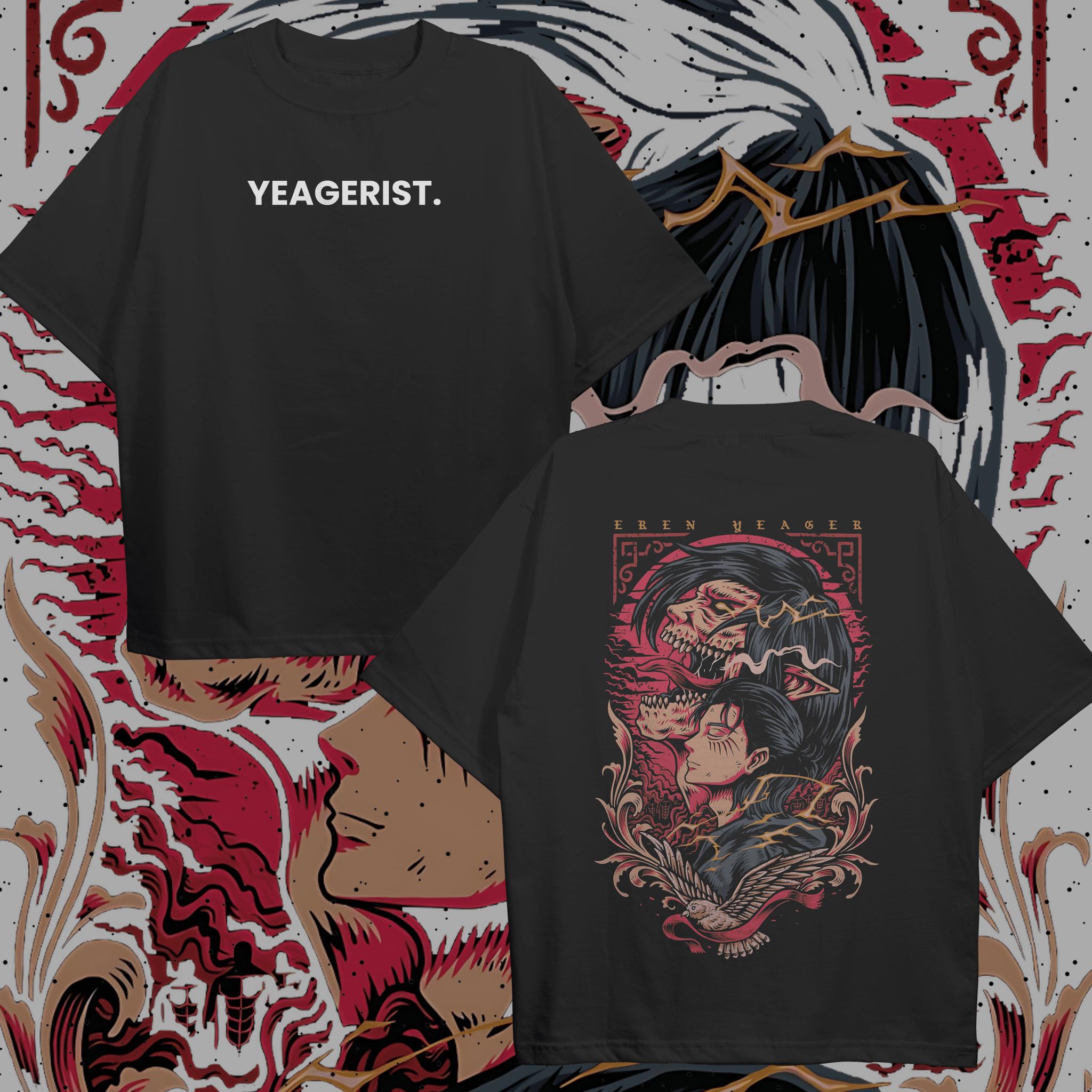 Attack on Titan Eren Yeager TShirt Men Anime Attack Titan Graphic Tee Japanese Manga Streetwear Short Sleeve Oversized Top S