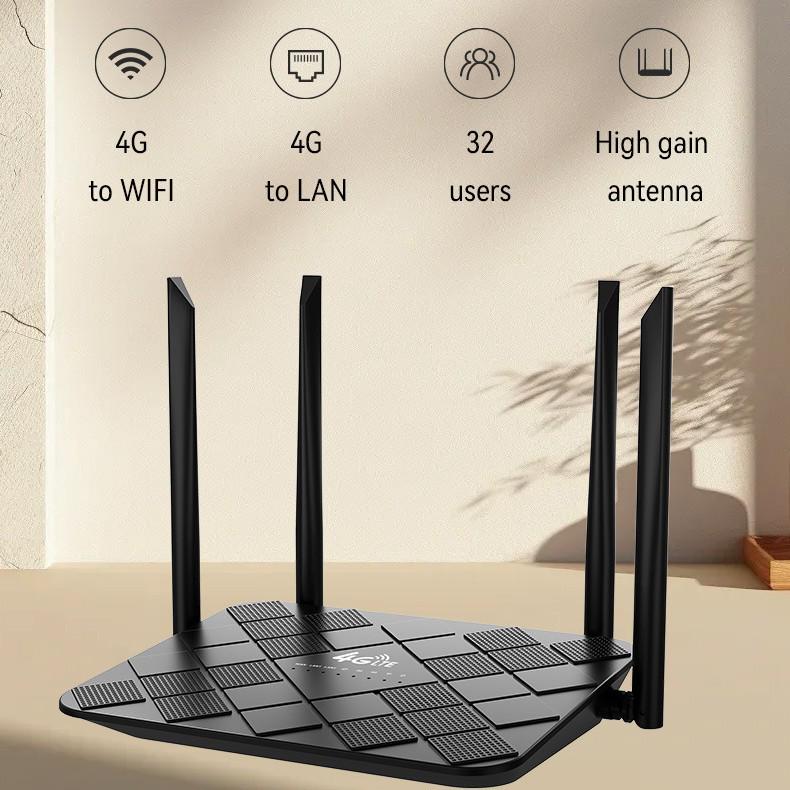 4G Wireless Router with SIM Card Slot, 300M WiFi, Suitable for Europe and Asia Regions.