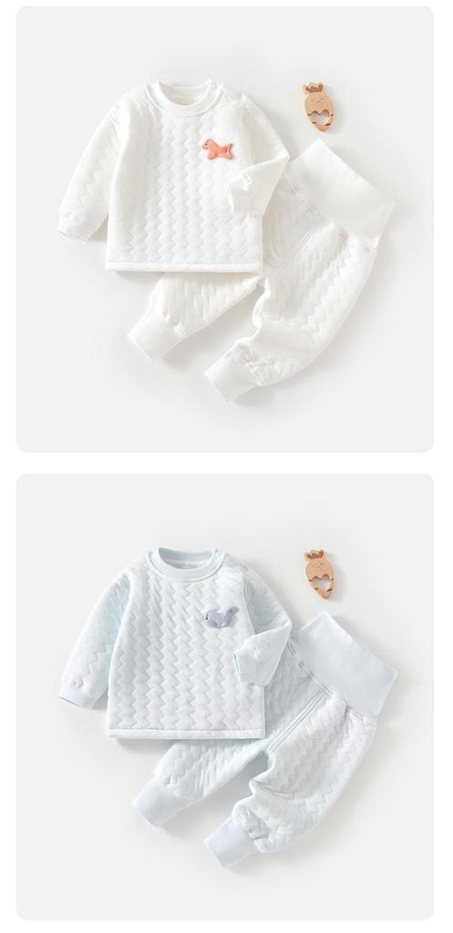 Children's Warm High-Waisted Pajama Set - Baby/Child Belly Protection for Autumn and Winter