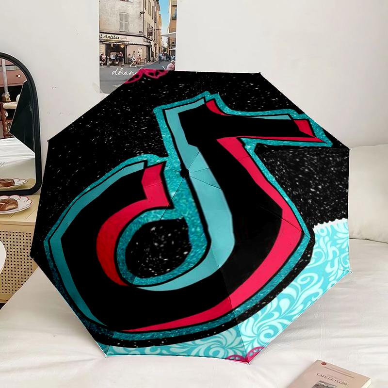 Neon Tik-tok Logo Art Umbrella 8-Frame for Travel, camping, Casual Lightweight Portable Umbrella, Essential for every family Holidays Gift
