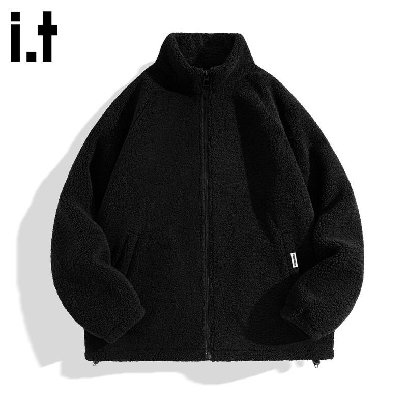 

Fingercroxxit Men s Lamb Fleece Stand-Collar Jacket L