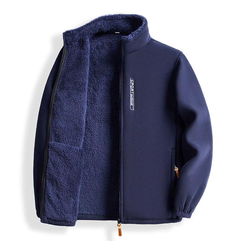 Men's Thickened Lambswool Fleece Cardigan Jacket for Autumn and Winter
