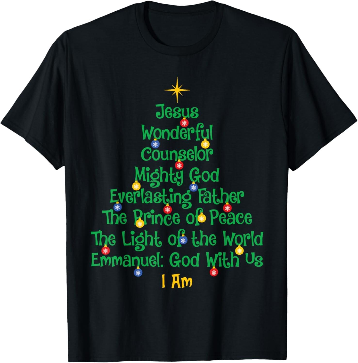 Christmas Tree Jesus Christian Cross Bible Verse Men Women T-Shirt S