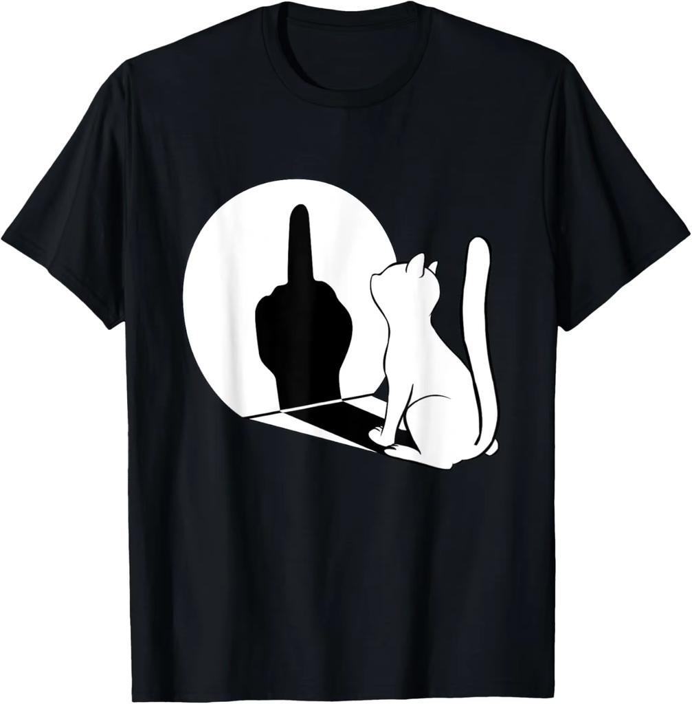 Middle Finger Cat Official Stateunisext Funny Cat Gift TShirt Special Edition Short Sleeve Shirt Cotton Summer Shirt