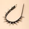 Long Spike Choker Punk Faux Leather Collar  Goth Style Necklace Accessories