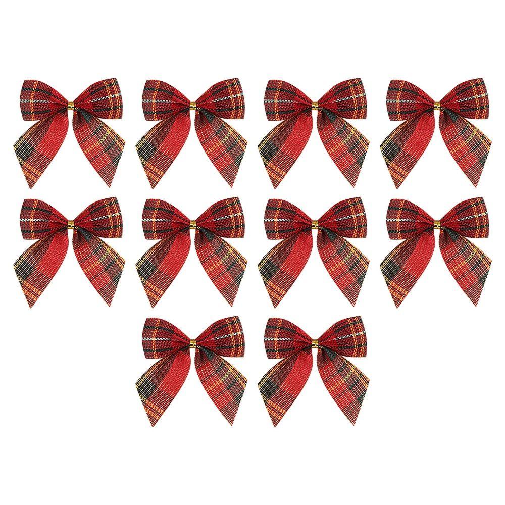 10Pcs/set Various Style Christmas Plaid Bow Plaid Bow Christmas Garland Accessories  Christmas