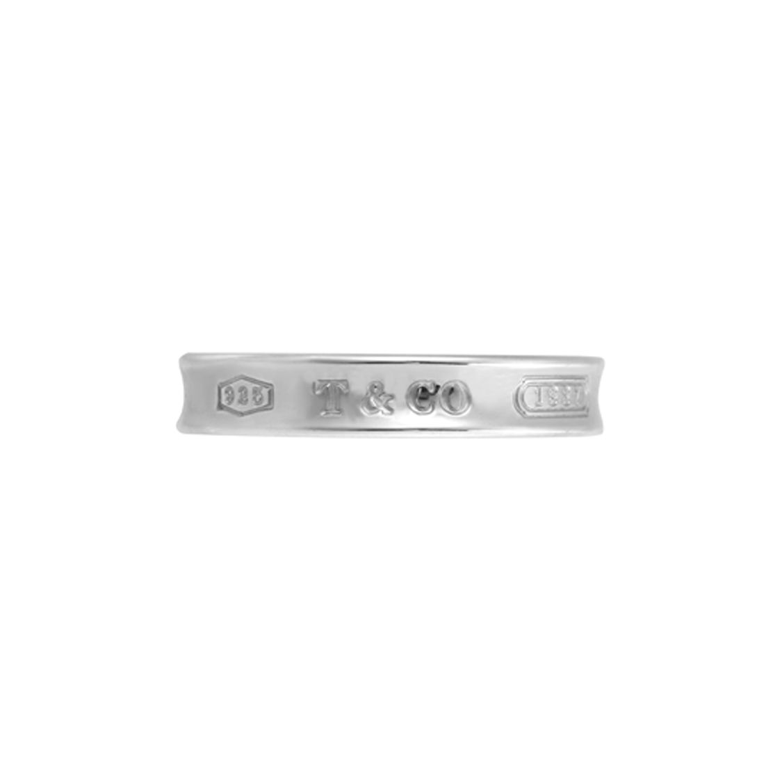

Tiffany & Co. 1837® Series Letter Pattern Engraved Narrow Silver Ring Unisex rings 22993771 Box,5.5