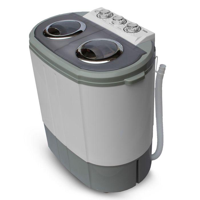 Mini Machine à Laver Portable Camping 3Kg Lavage 1Kg Centrifugeuse 2 Compartimen Briebe WM1140 190 W Blanc/Gris