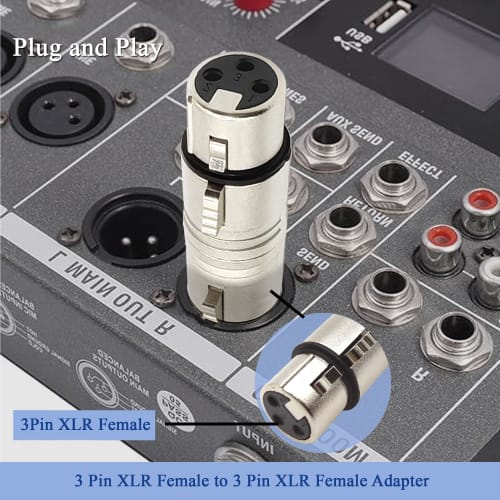 Voluty Tek Dual XLR Female Adapter, 3-Pin XLR Female Coupler for Audio Cables or PA Systems