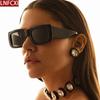  Retro Wide Leg Square Sunglasses for Women Black Sun Glasses Men Hip Hop Uv400 Eyewear Female Sahdes