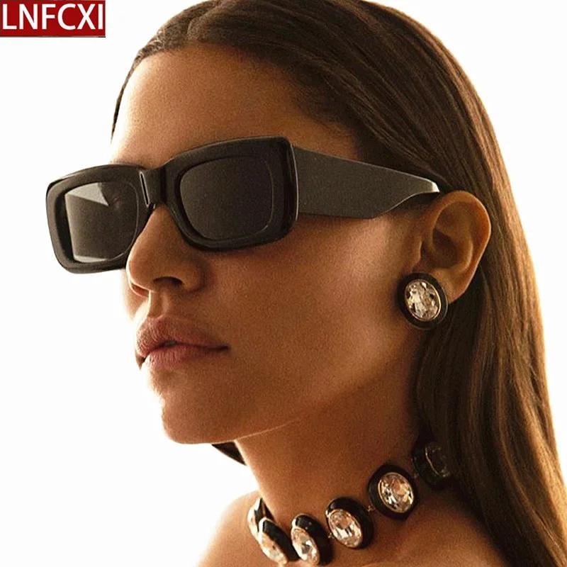  Retro Wide Leg Square Sunglasses for Women Black Sun Glasses Men Hip Hop Uv400 Eyewear Female Sahdes
