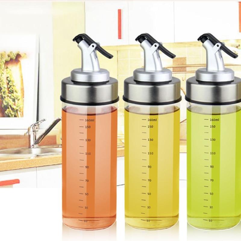 Clear Glass Spill Proof Condiment Bottle With Tight Lid Kitchen Liquid Dispenser Large Capacity Oil Vinegar Container