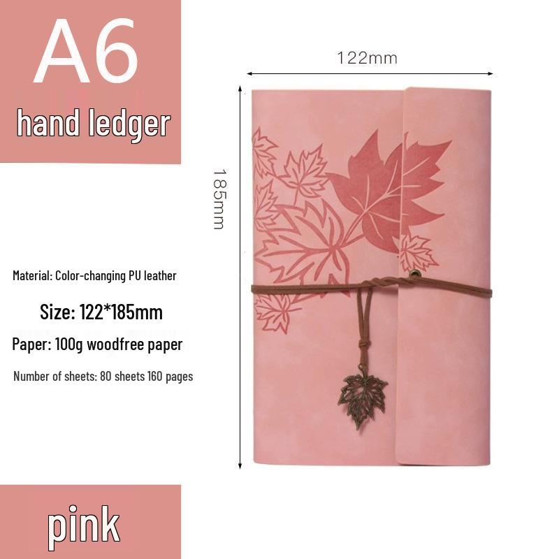 Retro Ribbon Tie Tri-fold Loose-leaf Notebook - Student Travel Notepad & Stamp Book