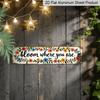 2D Flat, 1pc Rustic Bloom "Bloom Where You Are" Aluminium Decorative Sign - Vintage Farmhouse Floral Decor with Wood Grain, Wood Plaque for Home
