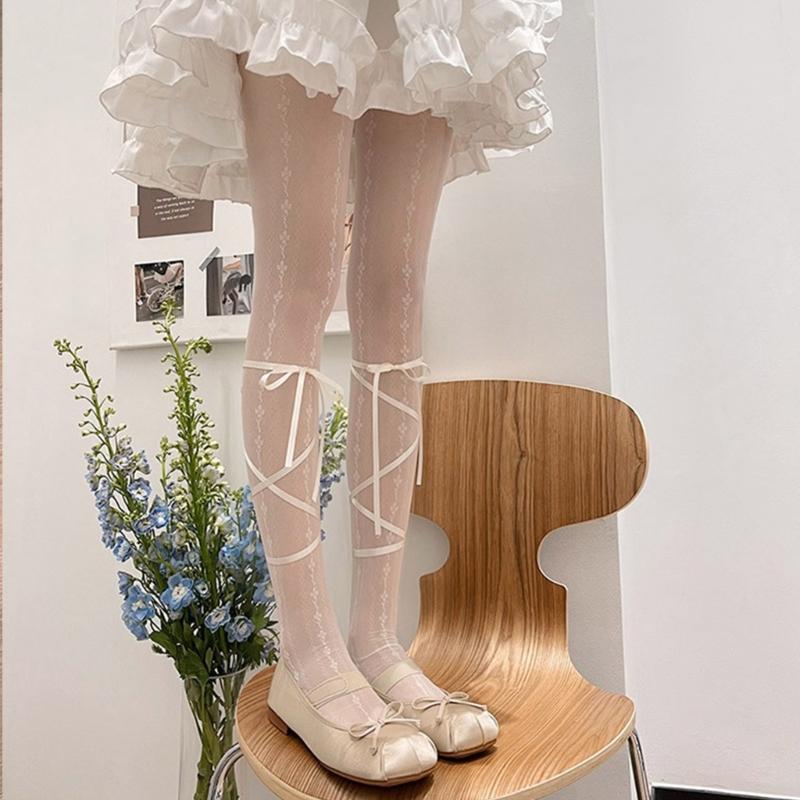 Women Tights Flower Patterned Tights Lolita Pantyhose Lolita Tight Sock T Thigh-High Stocking JK Stocking Ballet Tights