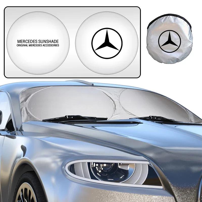 Samolepka na auto 2026 Nová Pro auto Benz Přední okno Sluneční clona Štít Skládací Kryt blokující UV záření pro Mercedes Benz C180 C200 C26