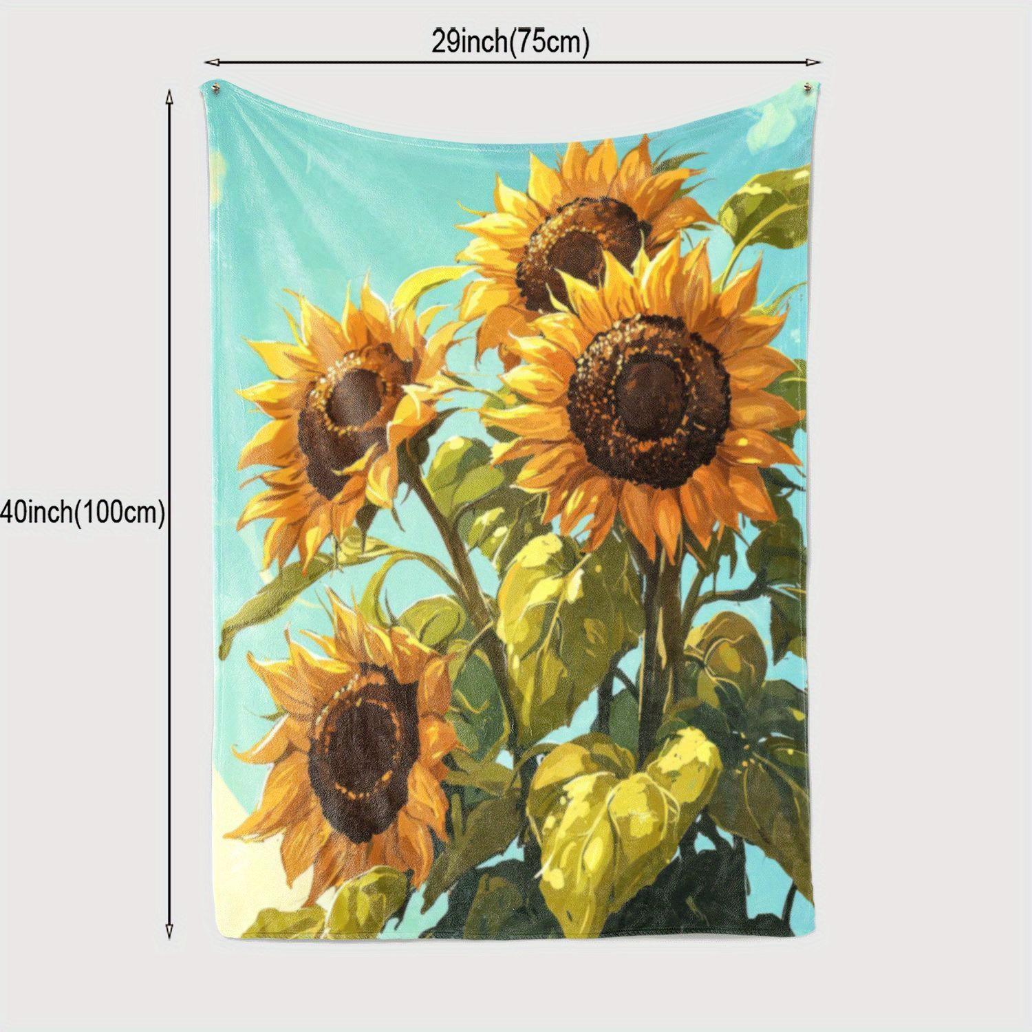 

Vibrant Sunflower Print Fleece Throw Blanket - Ideal Gift for African Girls, Daughters, and Granddaughters - Cozy, All-Season, T 130x150cm