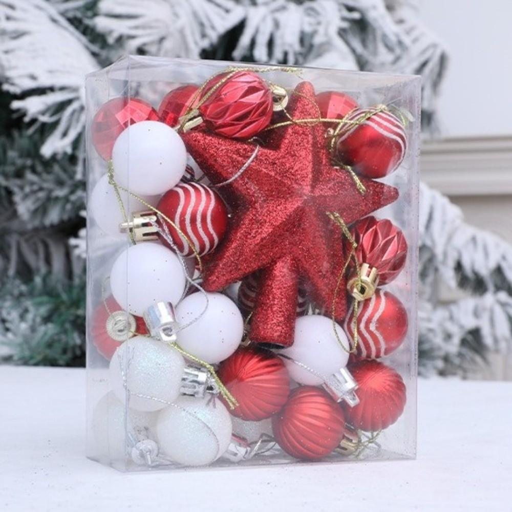 36pcs Glitter Christmas Baubles Plastic Christmas Tree Topper Xmas Tree Hanging Ball  Holiday Party