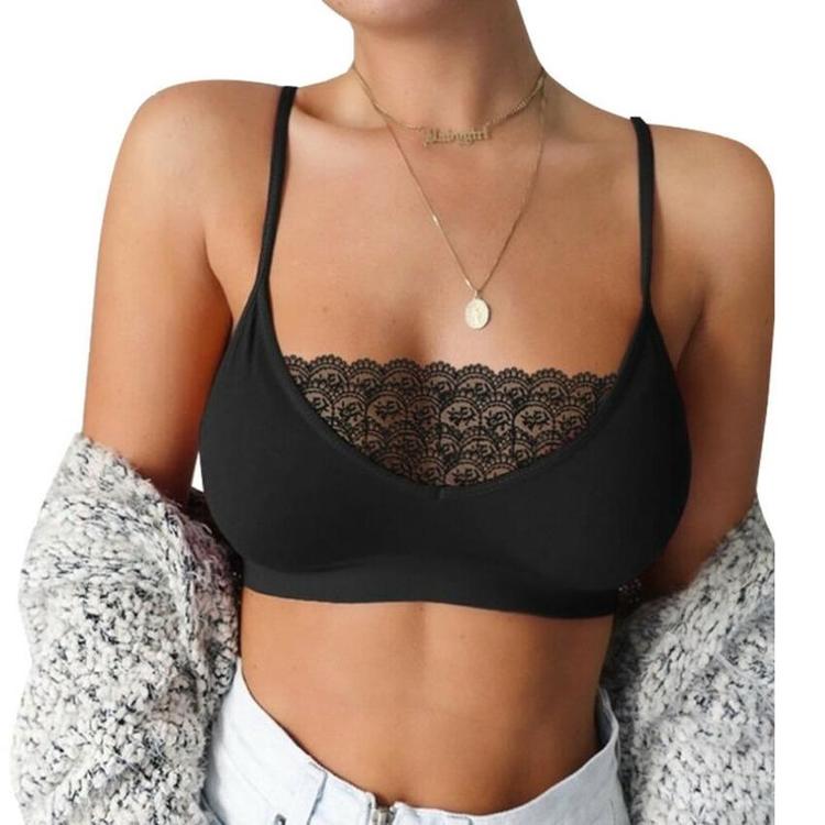 

Женские однотонные кружевные лоскутные бюстгальтеры для нижнего белья 2XL чёрный