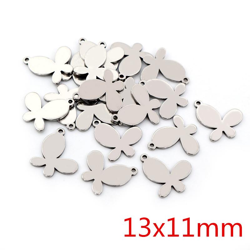 30pcs/lot No Fade 316 Stainless Steel Star Heart Fish Cat Charms Pendant for DIY Necklace Bracelet Craft Jewelry Making Findings