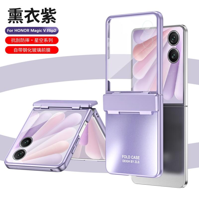 Luxury Electroplated Hinge Cover Honor Magic V Flip 2 Foldable Phone Case Shockproof Scratch Resistant PC Shell