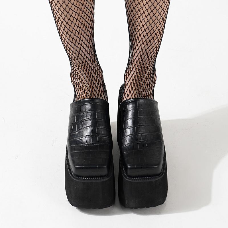 Nové Populární Dámské Pantofle pro Ženy s Velkou Nohou Noste Pantofle Velikosti 34-43 Letní 10cm Dámské Pantofle na Podpatku s Tlustou Podrážkou