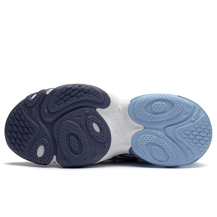 Li Ning Youth  Childrens Round Air - Nebula Comfortable Wear-Resistant Shock Absorbing Casual Shoes Kids Casual Shoes White Blue YKCT008-4