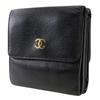 CHANEL COCO Mark Bi-Fold Wallet A13456 Double Sided black Calfskin Women Used