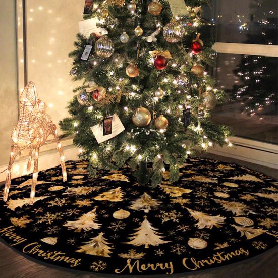 Christmas Tree Skirt Golden Christmas Tree Snowflake Pattern Holiday Tree Cover Versatile Indoor Outdoor Decoration