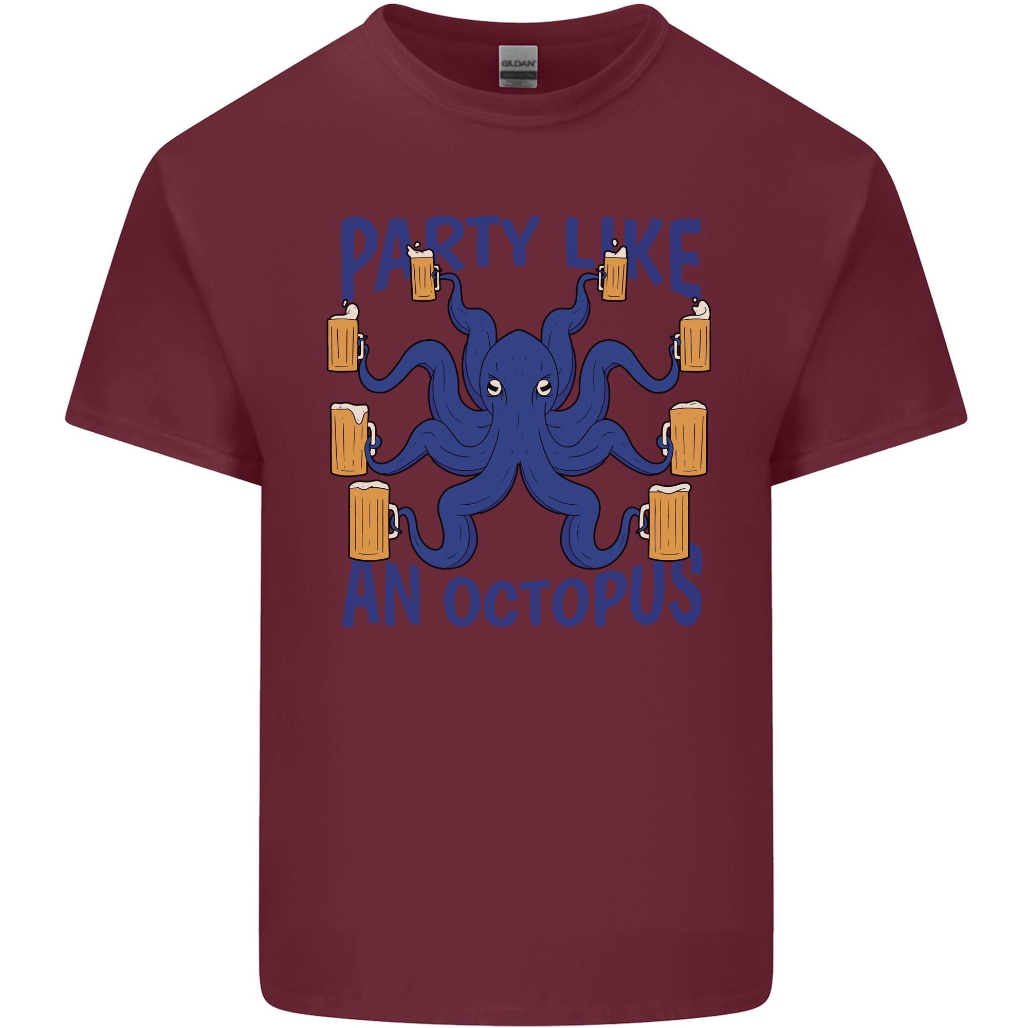 Beer Party Octopus Scuba Diving Diver Funny Unisexs Light Cotton TShirt S