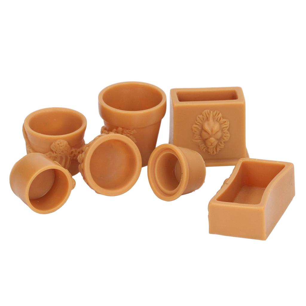 7 Stück Puppenhaus Blumentopf Harz Exquisit Miniatur Simulation Blumentopf für DIY 1/12 Puppenhaus