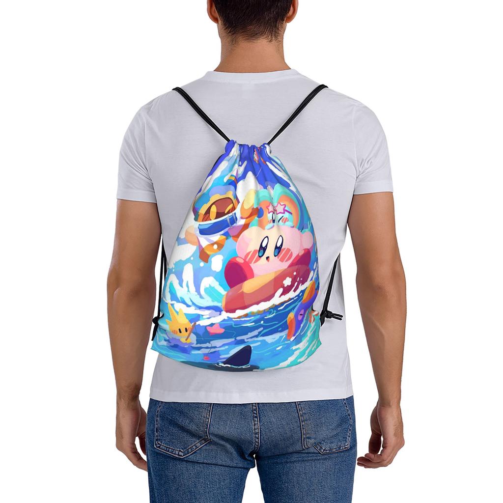 Custom K-Kirbys Drawstring Bag for Shopping Yoga Backpacks Women Men Cartoon Sports Gym Sackpack
