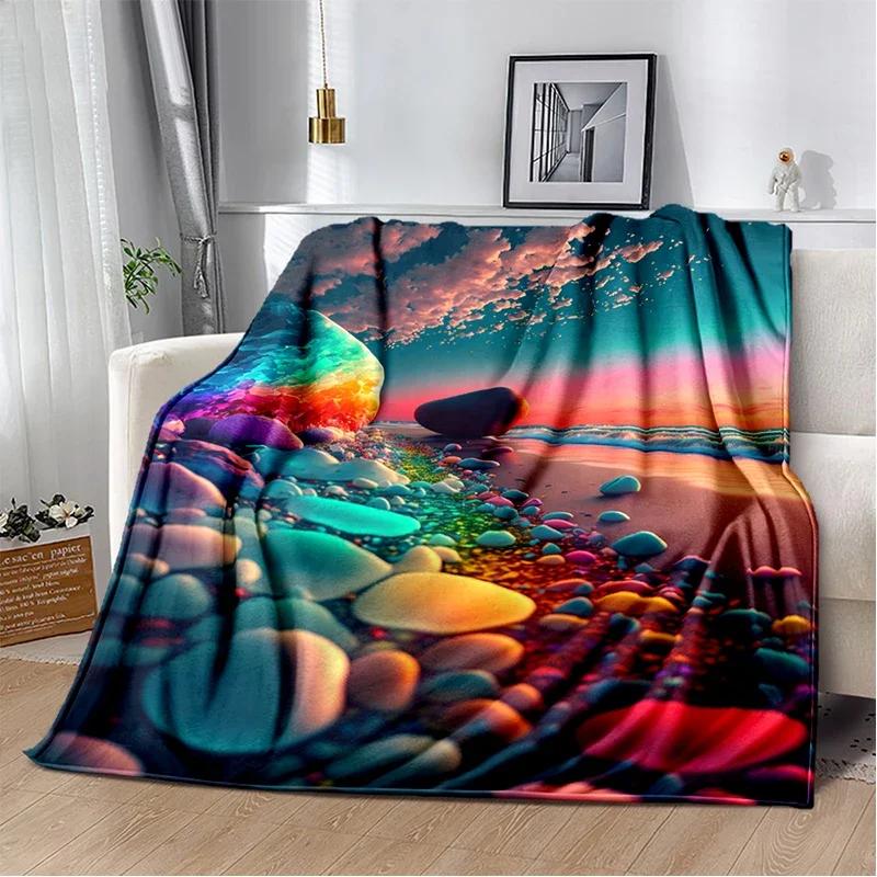 

Soft Colorful Pebble Road Throw Blanket Nature Inspired Design for Home Bedroom Bed Sofa Cover Kids New Style 100x150cm