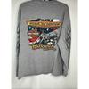 Helt Ny Seneste Model Harley-Davidson Herre Langærmet T-shirt, Grå Hvid Sort Farveblok med Logo Print, Rund Hals Smal Pasform Moto Stil