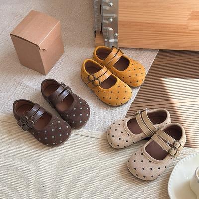 Girls' Shoes, Children's Leather Shoes, Retro Shallow-toe Single Shoes, Baby Shoes