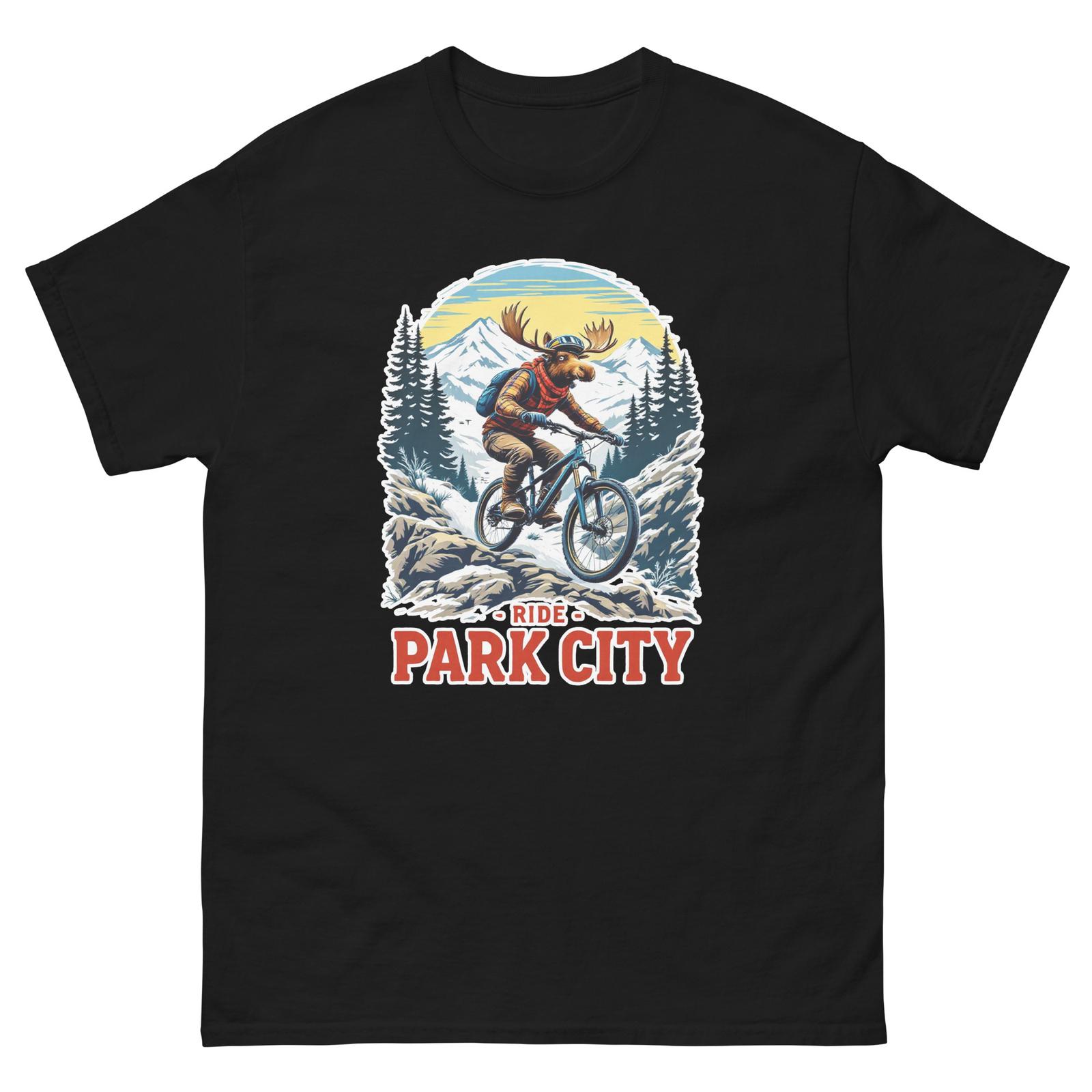 Ride Park City Moose Fun USA Bike Cycling Animal T-Shirt S