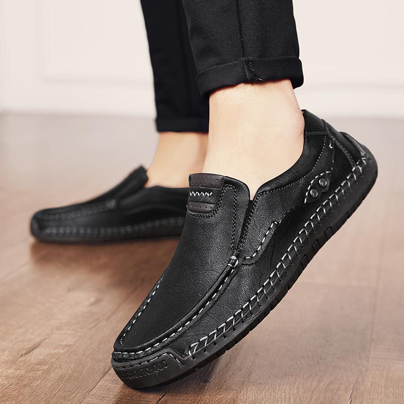 Men Genuine Leather Casual Shoes Breathable Moccasins Business Flats Driving Shoes Mens Moccasin Size 38 48
