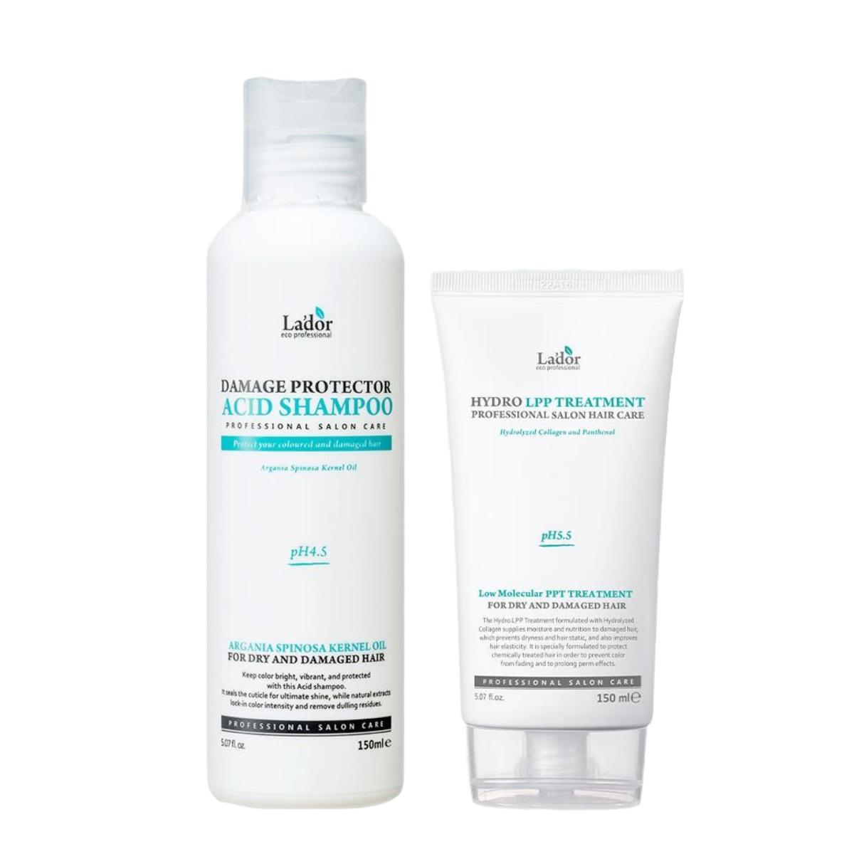 LA DOR Damage Protector Acid Shampoo & Treatment Duo Set Color Protection & pH Balancing 150ml + 150ml