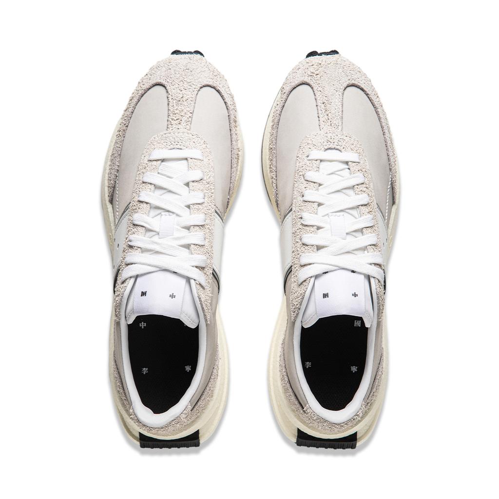Li Ning Trend Series Lightweight Shock Absorbing Wear Resistant Low Top Casual Running Shoes Unisex Sneakers Gray Beige AZGU081-1