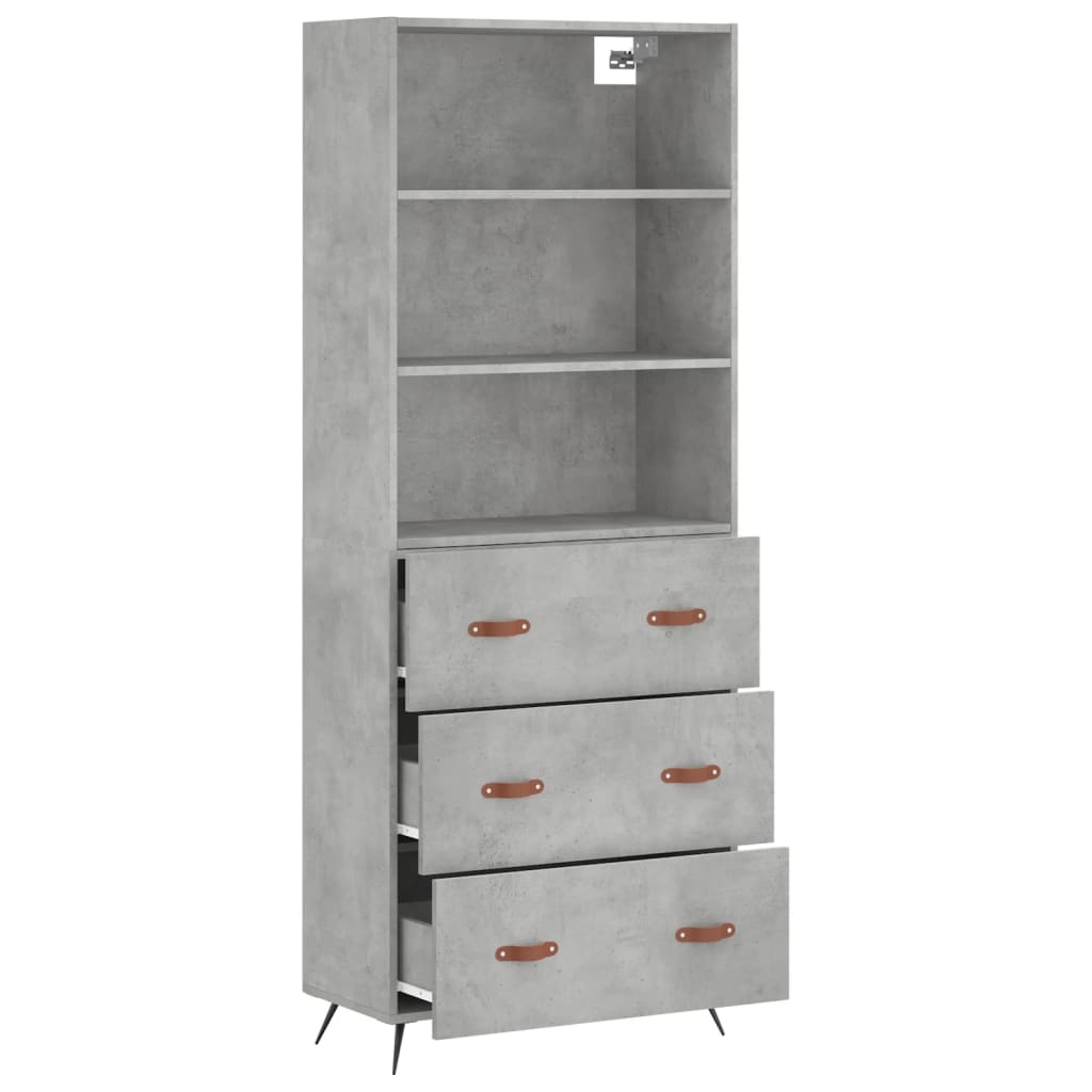 Highboard Concrete Grey 69.5 x 34 x 180 cm Particleboard