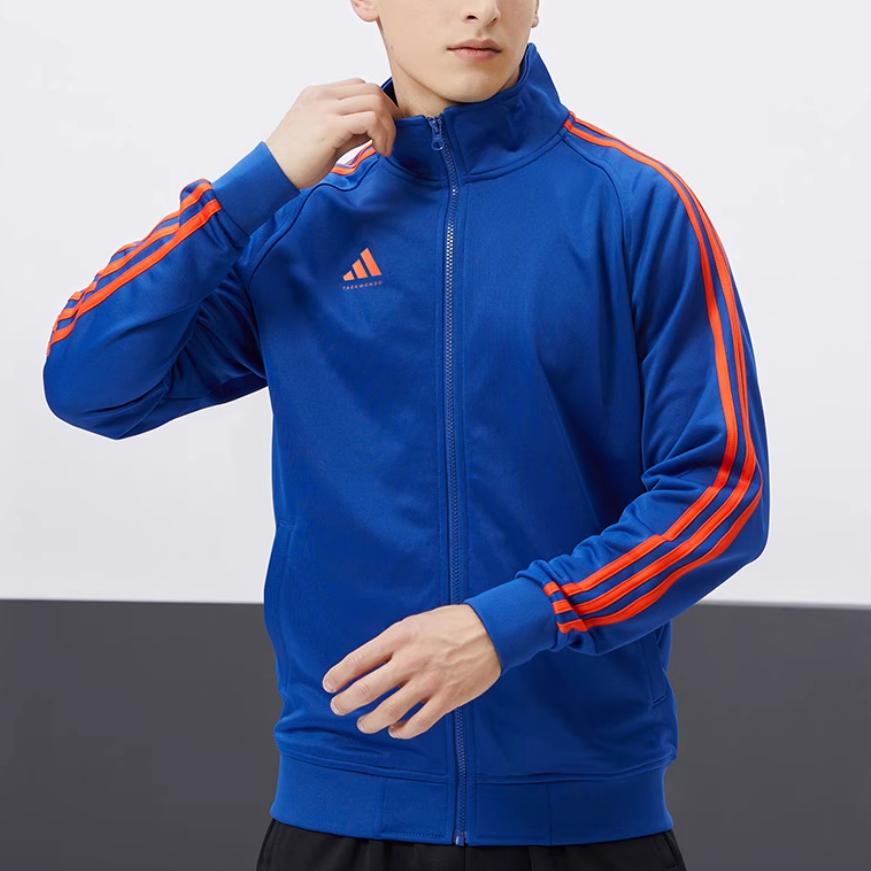 adidas Unisex Navy Orange Classic 3-Stripes Stand Collar Sports Jacket TR30JT-BUOG