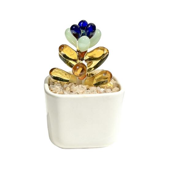 Mini Glass Planter Desktop Ornaments Small Exquisite Craftsmanship Bright Colorful Handmade Texture for Office Bedroom Living Room Home Decor Gift