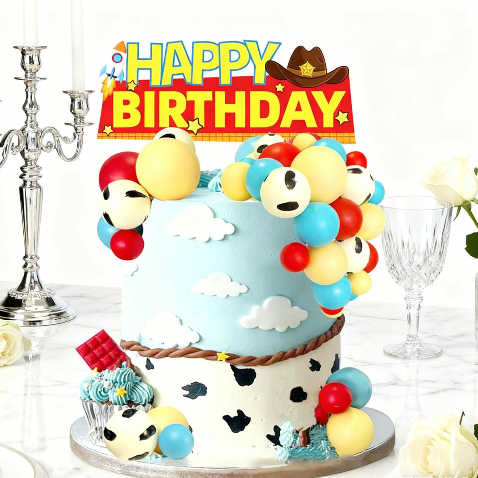 

38Pcs Balls Cake Toppers Cupcake for Kids DIY Creative Birthday Decoration Cowboy